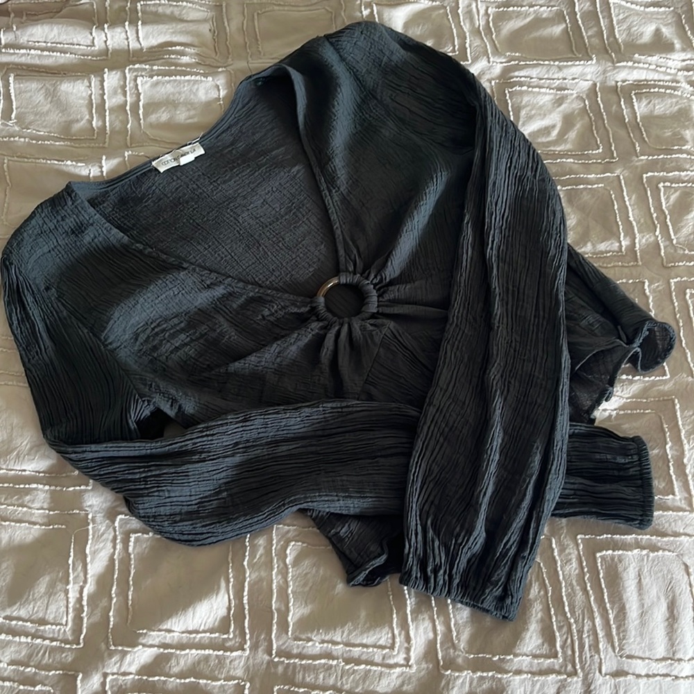 Dark Green Long Sleeve Boutique Cropped Top